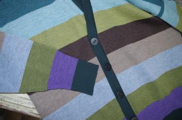 Preview: Cardigan, Strickjacke Melli Blockstreifen von Invero, Merinowolle, Ärmel